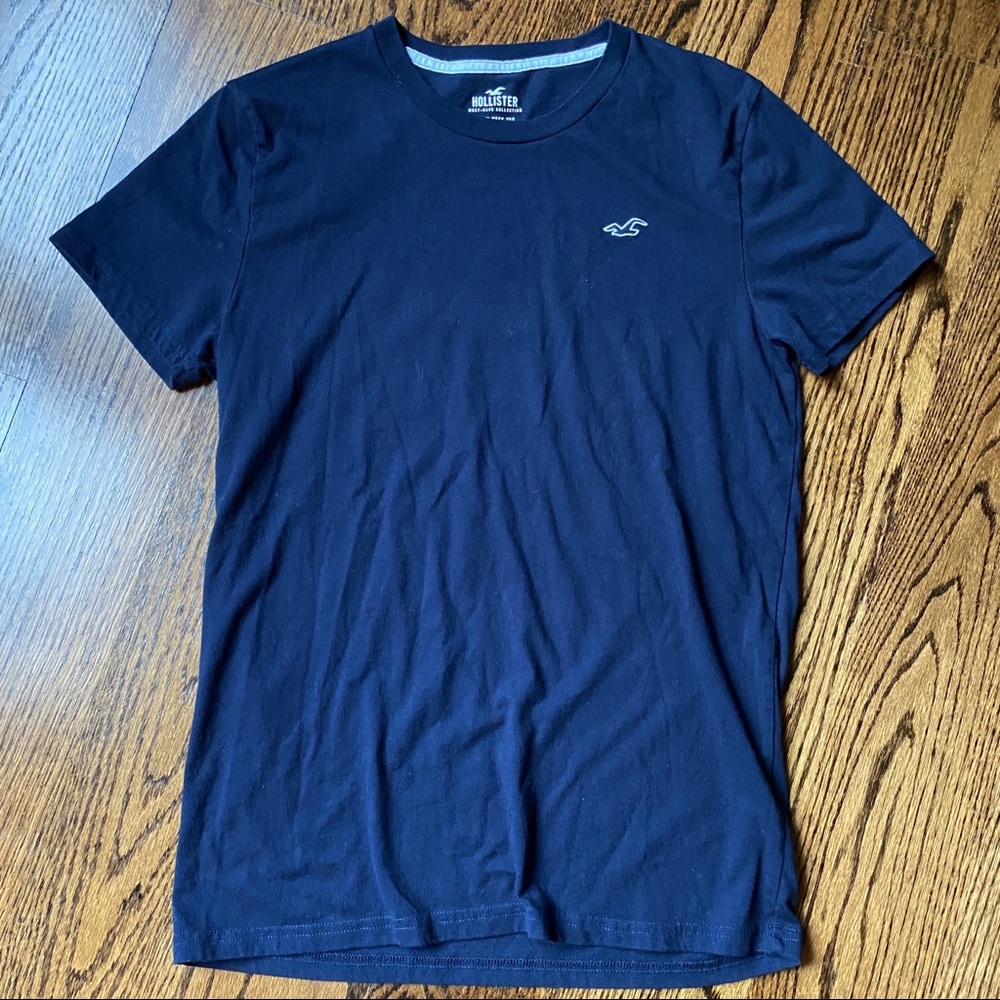 Like New Hollister Mens Navy Blue Short Sleeve Crew Tee, S
